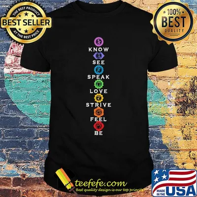 Know see speak love strive feel be shirt