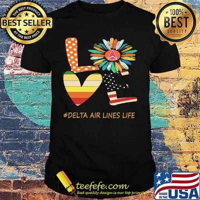 Love delta air lines life flower american flag vintage shirt
