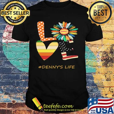 Love denny's life flower american flag vintage shirt