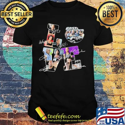 Love fast and furious movies characters signatures shirt