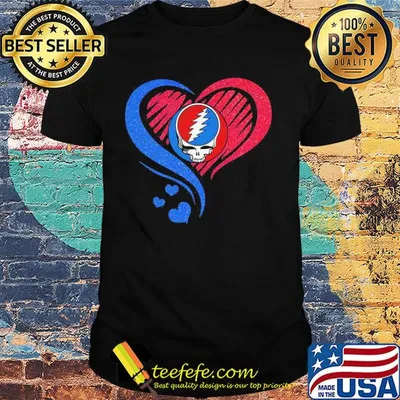Love grateful dead skull heart diamond shirt