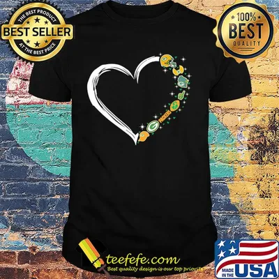 Love Green Bay Packers football team heart shirt