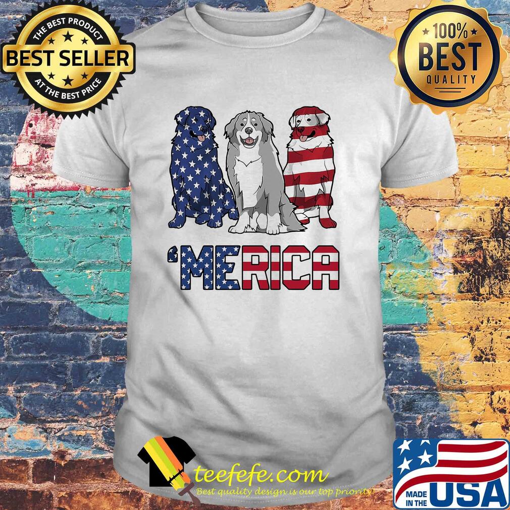 Merica Bernese Mountain Dog American flag veteran Independence Day shirt