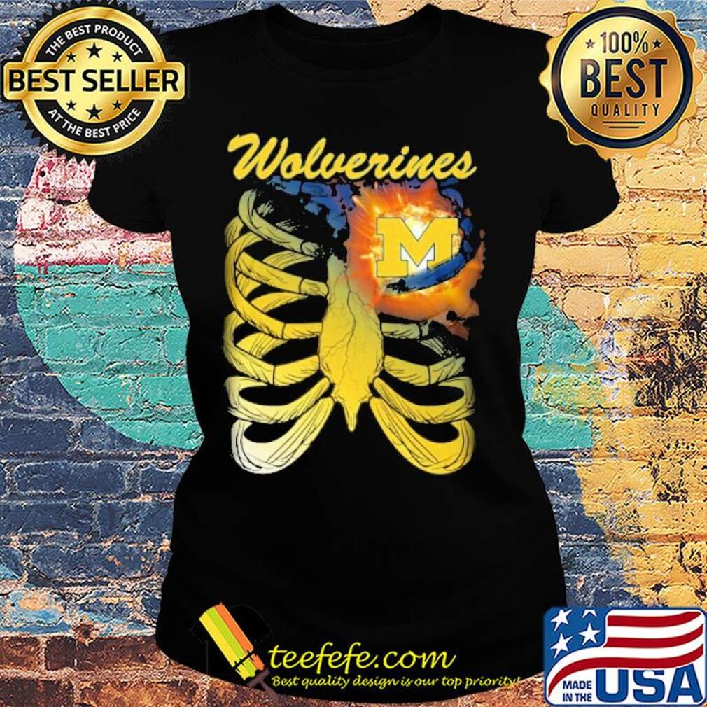 Michigan Wolverines Bone heart s Ladies tee Michigan Wolverines Bone heart s Ladies tee