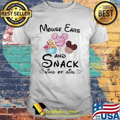 Mickey mouse ears and snack kind of girl cream shirt