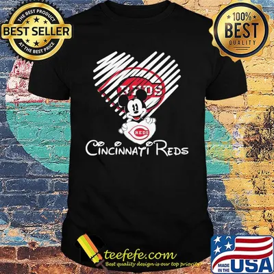 Mickey mouse hug heart cincinnati reds logo shirt