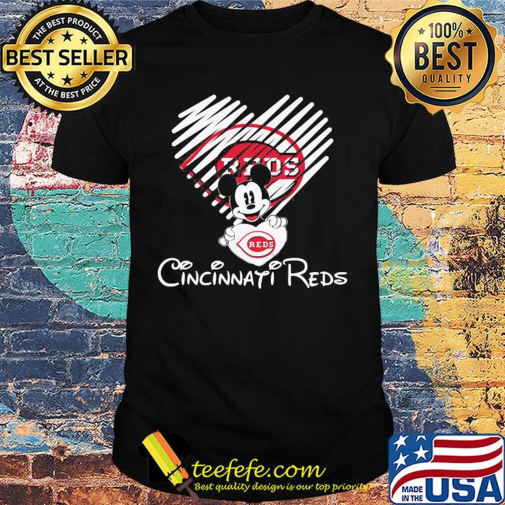 Mickey mouse hug heart cincinnati reds logo shirt Mickey mouse hug heart cincinnati reds logo shirt
