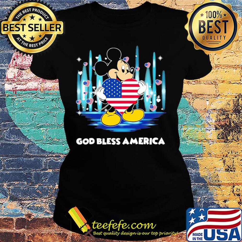 Mickey mouse hug heart god bless america flag independence day s Ladies tee Mickey mouse hug heart god bless america flag independence day s Ladies tee