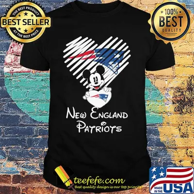 Mickey mouse hug heart new england patriots logo shirt