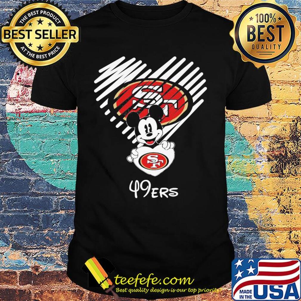 Mickey mouse hug heart san francisco 49ers logo shirt