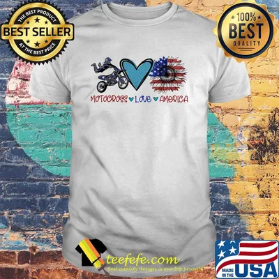 Motocross love heart sunflower American flag veteran Independence Day shirt