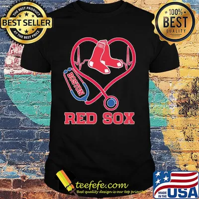 Nurse boston red sox baseball stethoscope heartbeat shirt