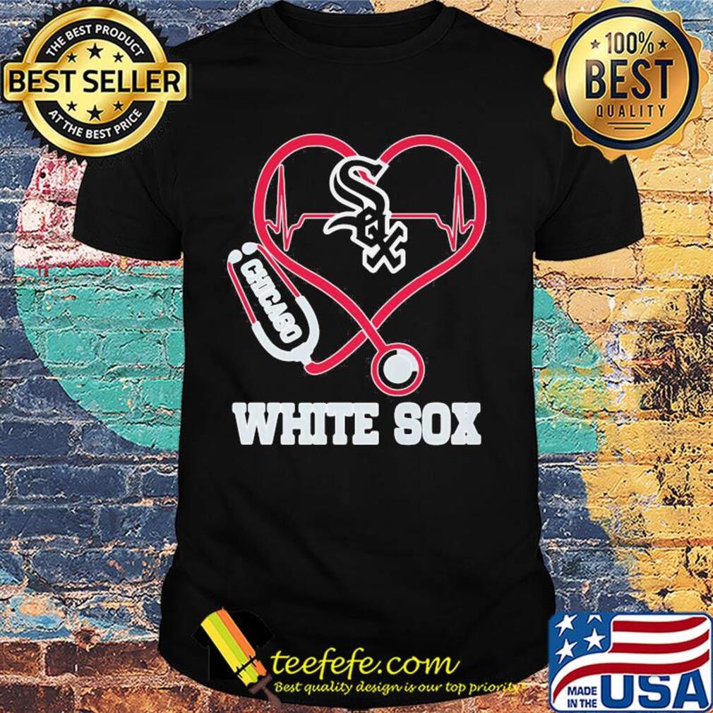 Nurse chicago white sox baseball stethoscope heartbeat shirt