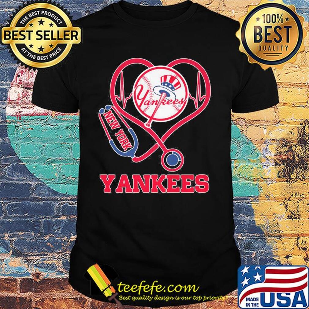 Nurse new york yankees stethoscope heartbeat shirt