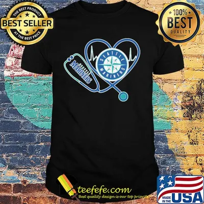 Nurse Seattle mariners stethoscope heartbeat shirt