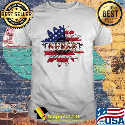 Nurse sunflower American flag veteran Independence Day shirt