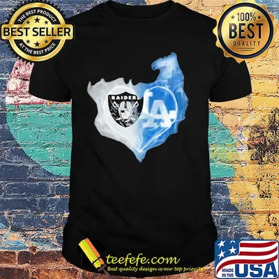 Oakland raiders and los angeles dodgers heart smoke shirt