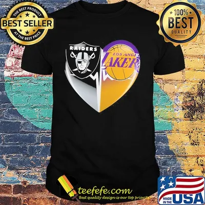 Oakland raiders and los angeles lakers heart heartbeat shirt
