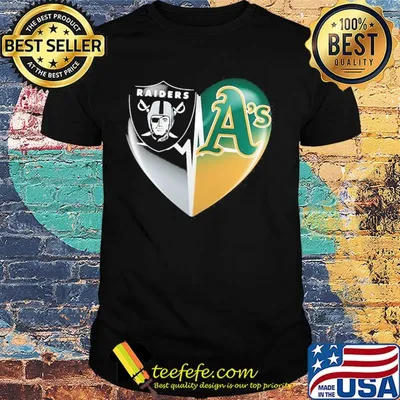 Oakland raiders and oakland athletics heart heartbeat shirt