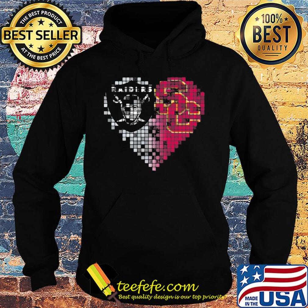 Oakland raiders and southern california trojans heart fragments s Hoodie Oakland raiders and southern california trojans heart fragments s Hoodie