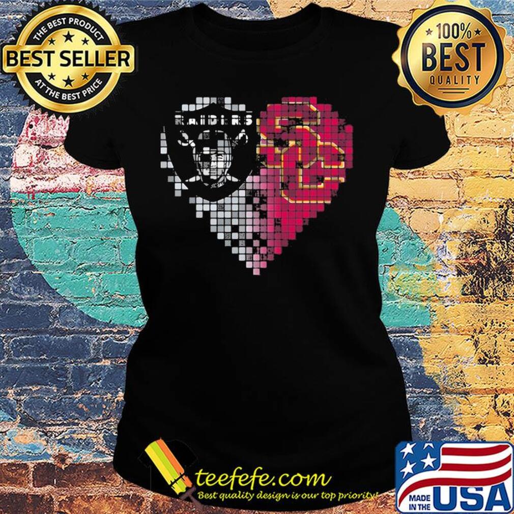 Oakland raiders and southern california trojans heart fragments s Ladies tee Oakland raiders and southern california trojans heart fragments s Ladies tee