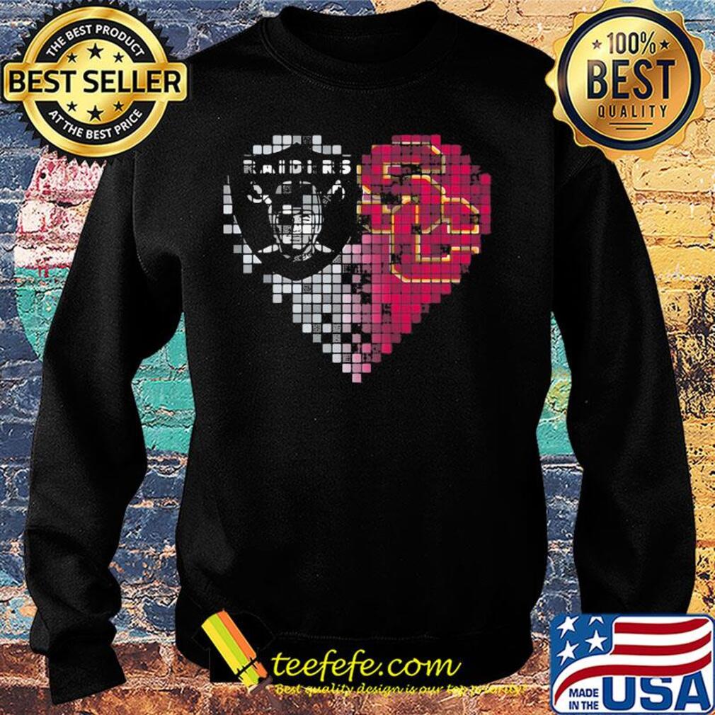 Oakland raiders and southern california trojans heart fragments s Sweater Oakland raiders and southern california trojans heart fragments s Sweater