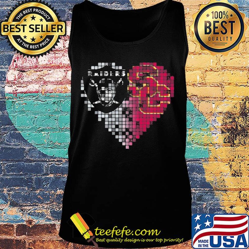 Oakland raiders and southern california trojans heart fragments s Tank top Oakland raiders and southern california trojans heart fragments s Tank top