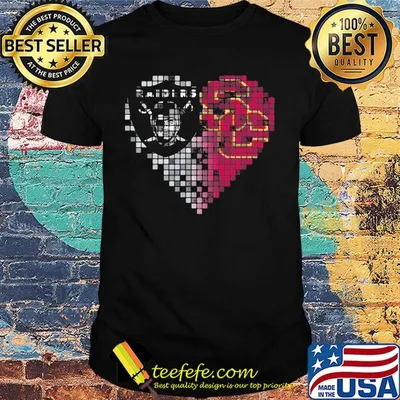 Oakland raiders and southern california trojans heart fragments shirt