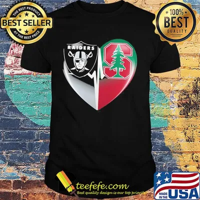 Oakland raiders and stanford cardinal heart heartbeat shirt