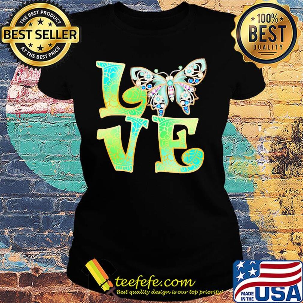 Official Love Butterfly mandala s Ladies tee Official Love Butterfly mandala s Ladies tee