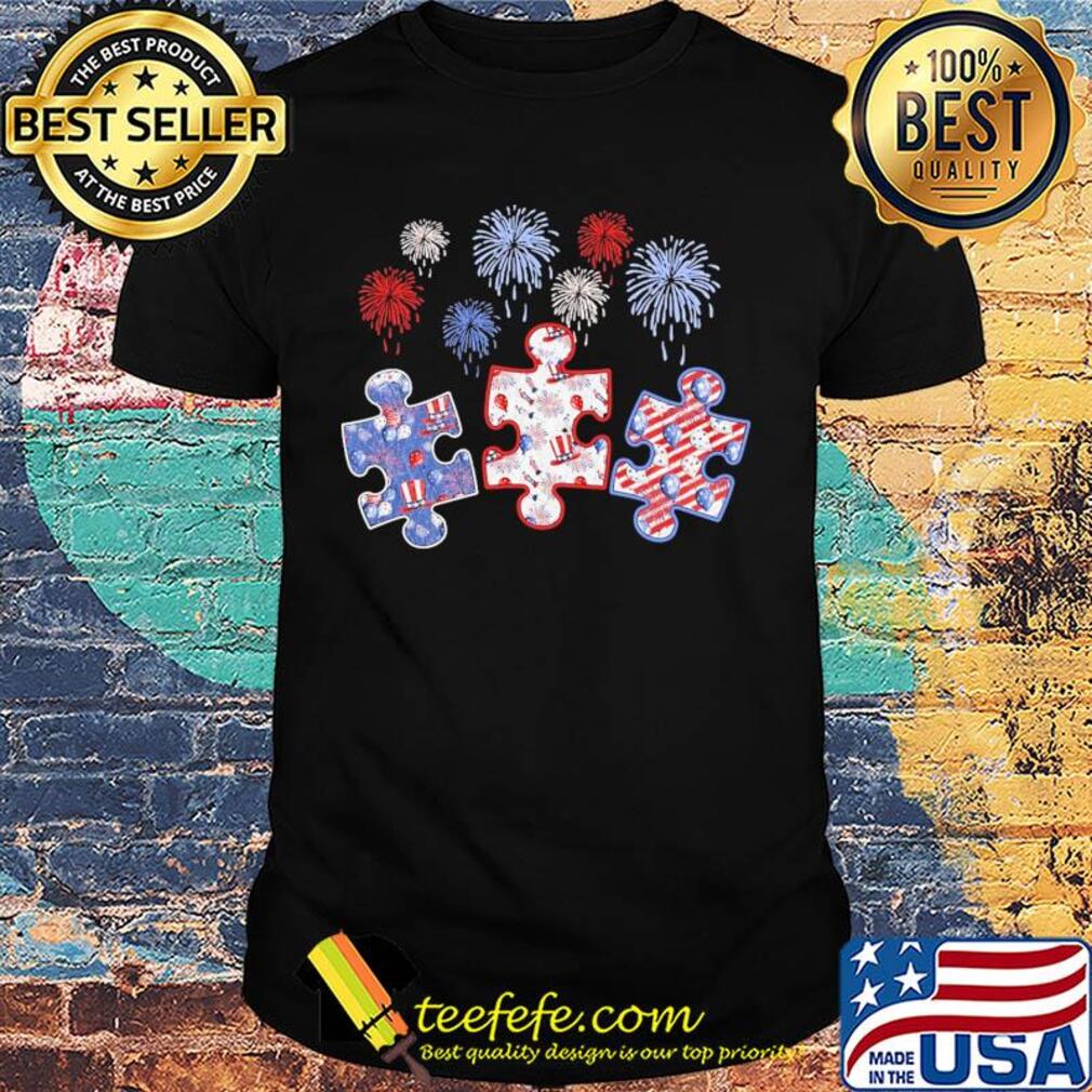 Patriotic autism firework american flag independence day shirt