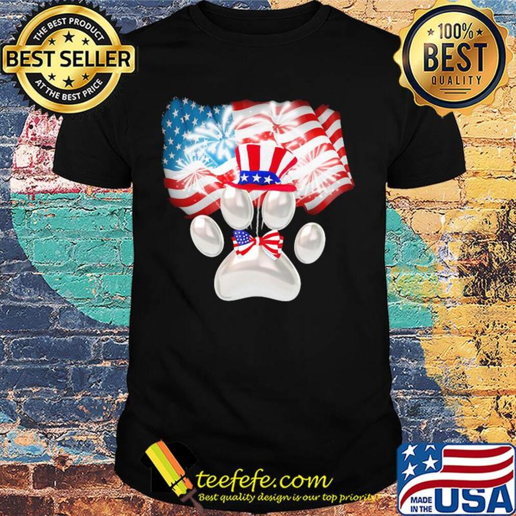 Paw American flag veteran Independence Day shirt