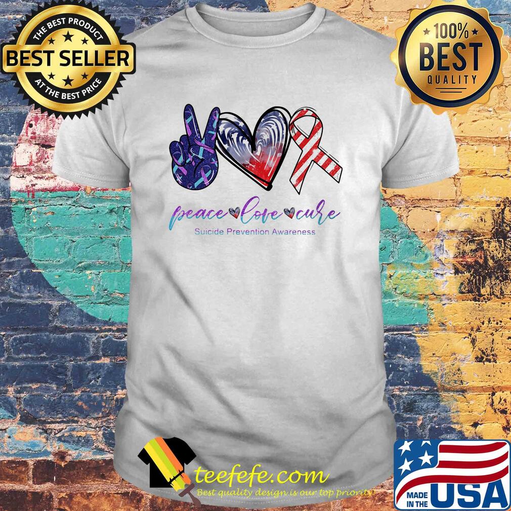 Peace love cure suicide prevention awareness heart shirt