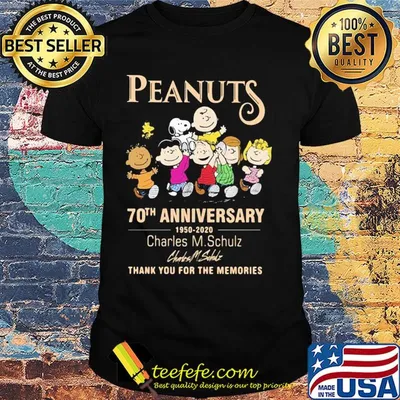 Peanuts 70th anniversary 1950 2020 charles m.schulz thank you for the memories signature shirt