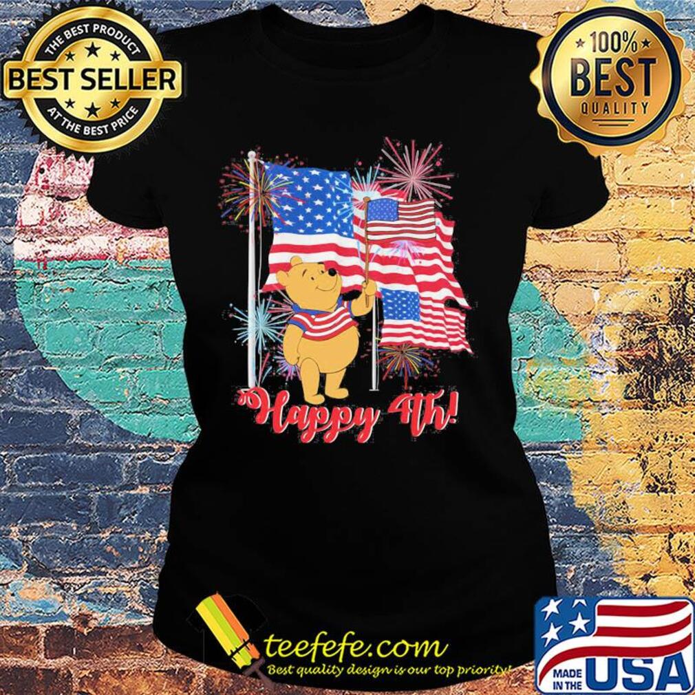 Pooh happy 4th american flag firework independence day s Ladies tee Pooh happy 4th american flag firework independence day s Ladies tee