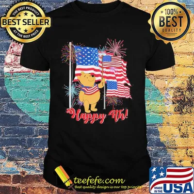 Pooh happy 4th american flag firework independence day shirt