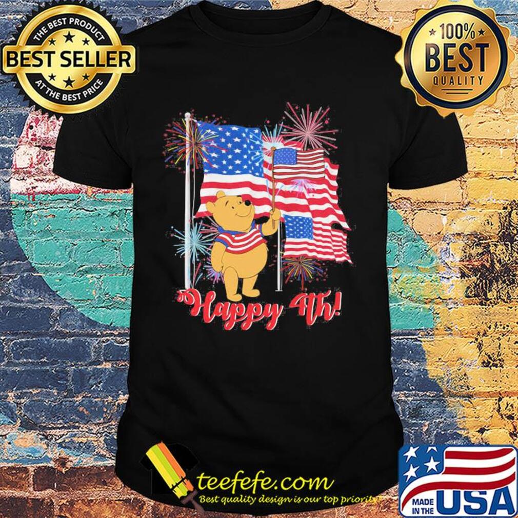 Pooh happy 4th american flag firework independence day shirt