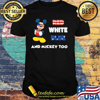 Red white blue and mickey too american flag independence day shirt