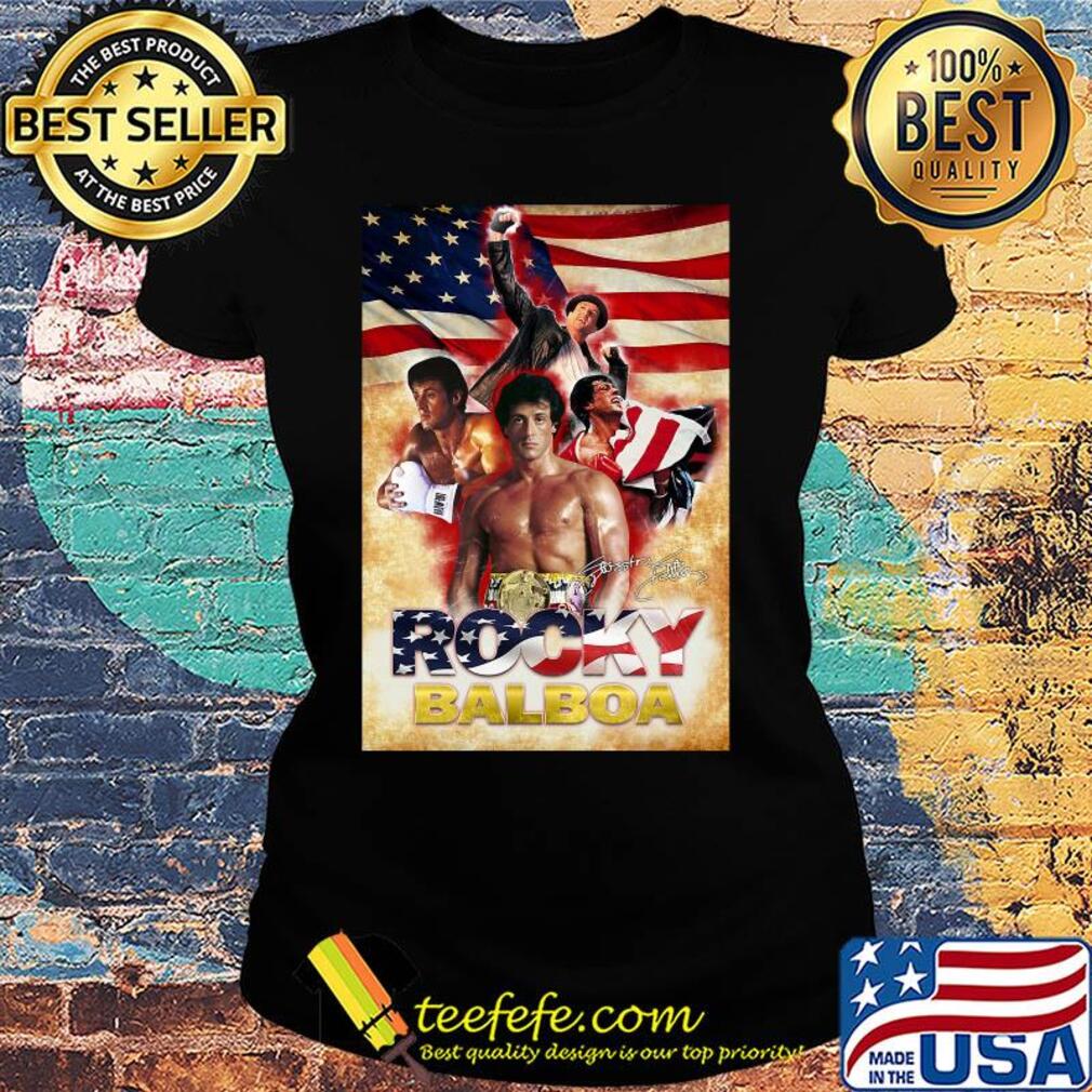 Rocky balboa american flag independence day signatures s Ladies tee Rocky balboa american flag independence day signatures s Ladies tee