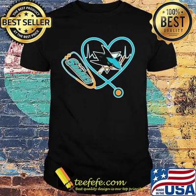 San jose sharks hockey stethoscope heart shirt