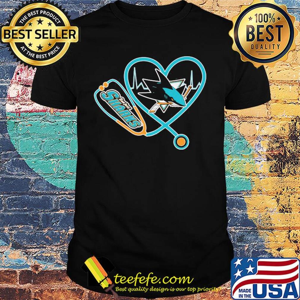 San jose sharks hockey stethoscope heart shirt