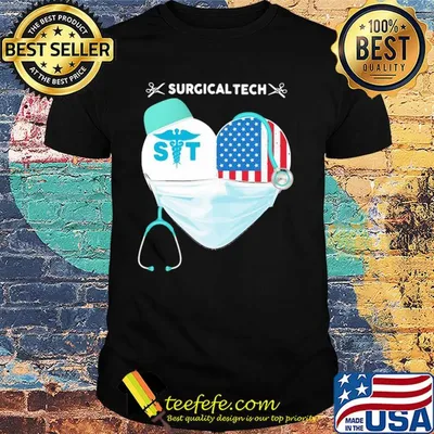 Saurgical Tech American flag veteran Indepence Day heart nurse shirt