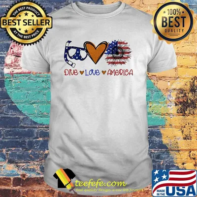 Scuba diving dive love heart sunflower American flag veteran Independence Day shirt