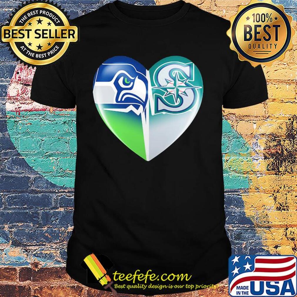 Seattle seahawks and seattle mariners heartbeat heart shirt