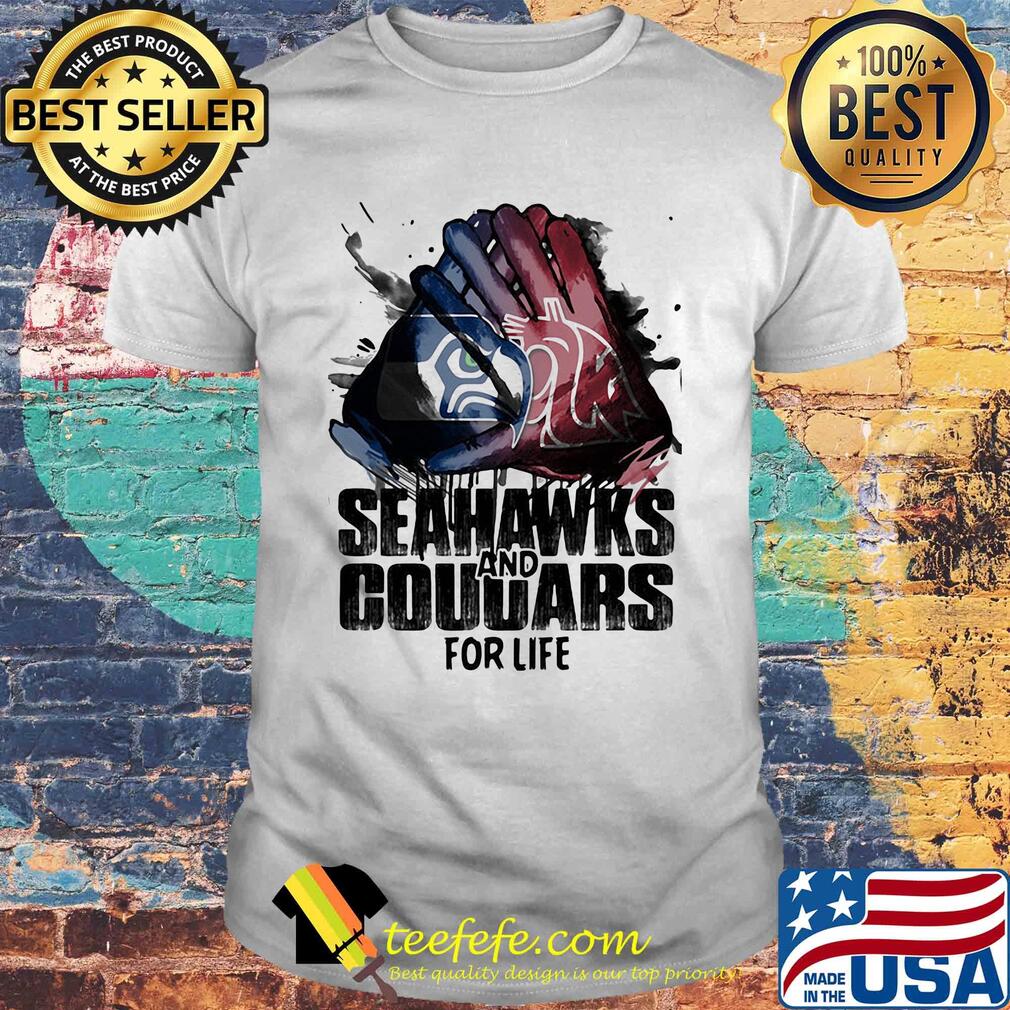 Seattle seahawks and washington state cougars for life art shirt