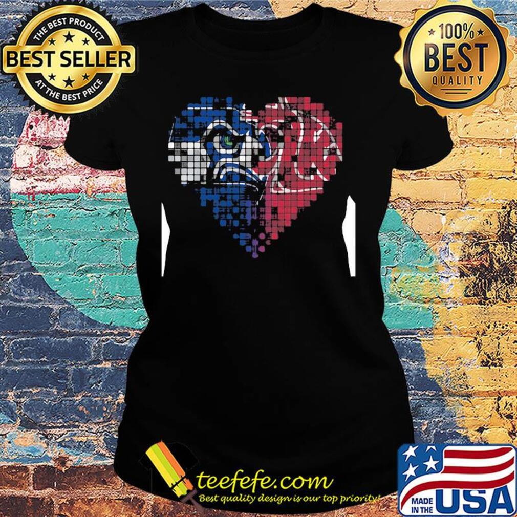 Seattle seahawks and washington state cougars heart puzzle s Ladies tee Seattle seahawks and washington state cougars heart puzzle s Ladies tee