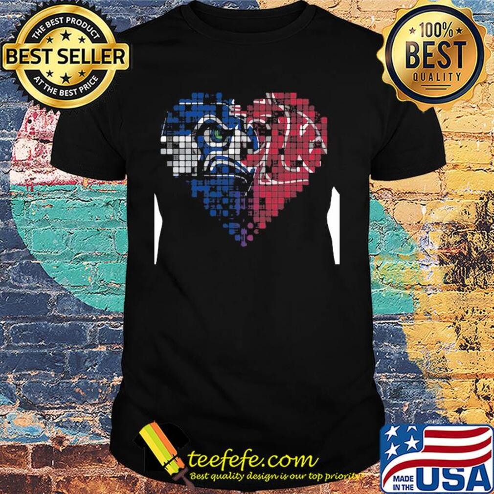 Seattle seahawks and washington state cougars heart puzzle shirt Seattle seahawks and washington state cougars heart puzzle shirt