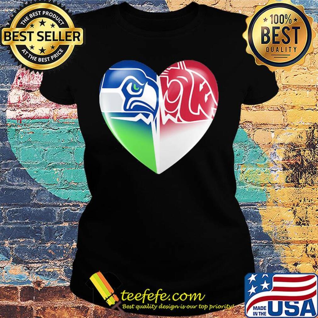 Seattle seahawks and washington state cougars heart s Ladies tee Seattle seahawks and washington state cougars heart s Ladies tee