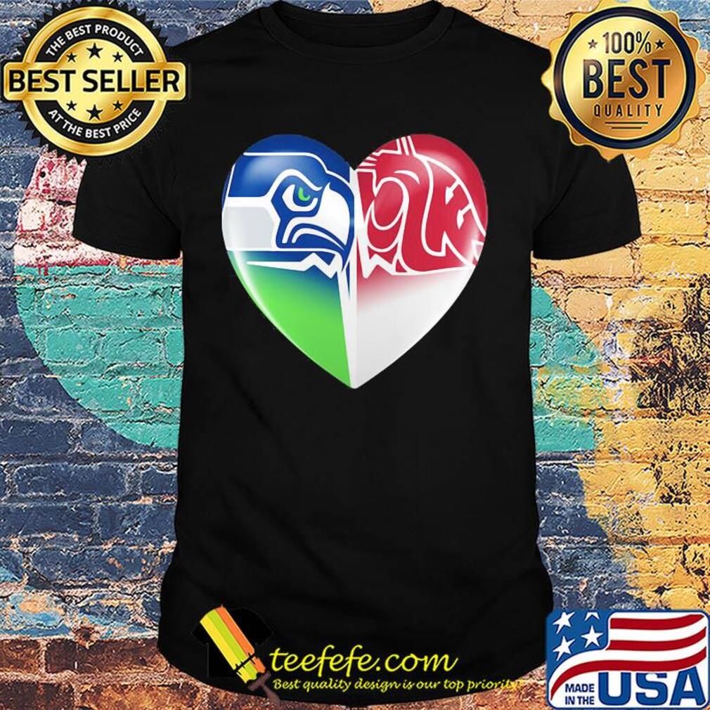 Seattle seahawks and washington state cougars heart shirt Seattle seahawks and washington state cougars heart shirt