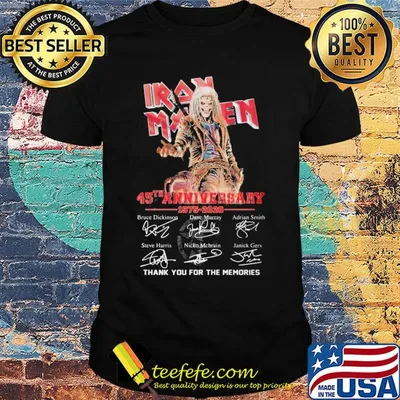 Skull iron maiden 45th anniversary 1975 2020 thank you for the memories signatures shirt